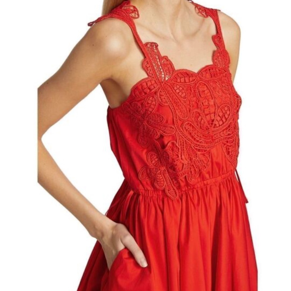 Self-Portrait Red Ruched Mini Sundress - Picture 4 of 6